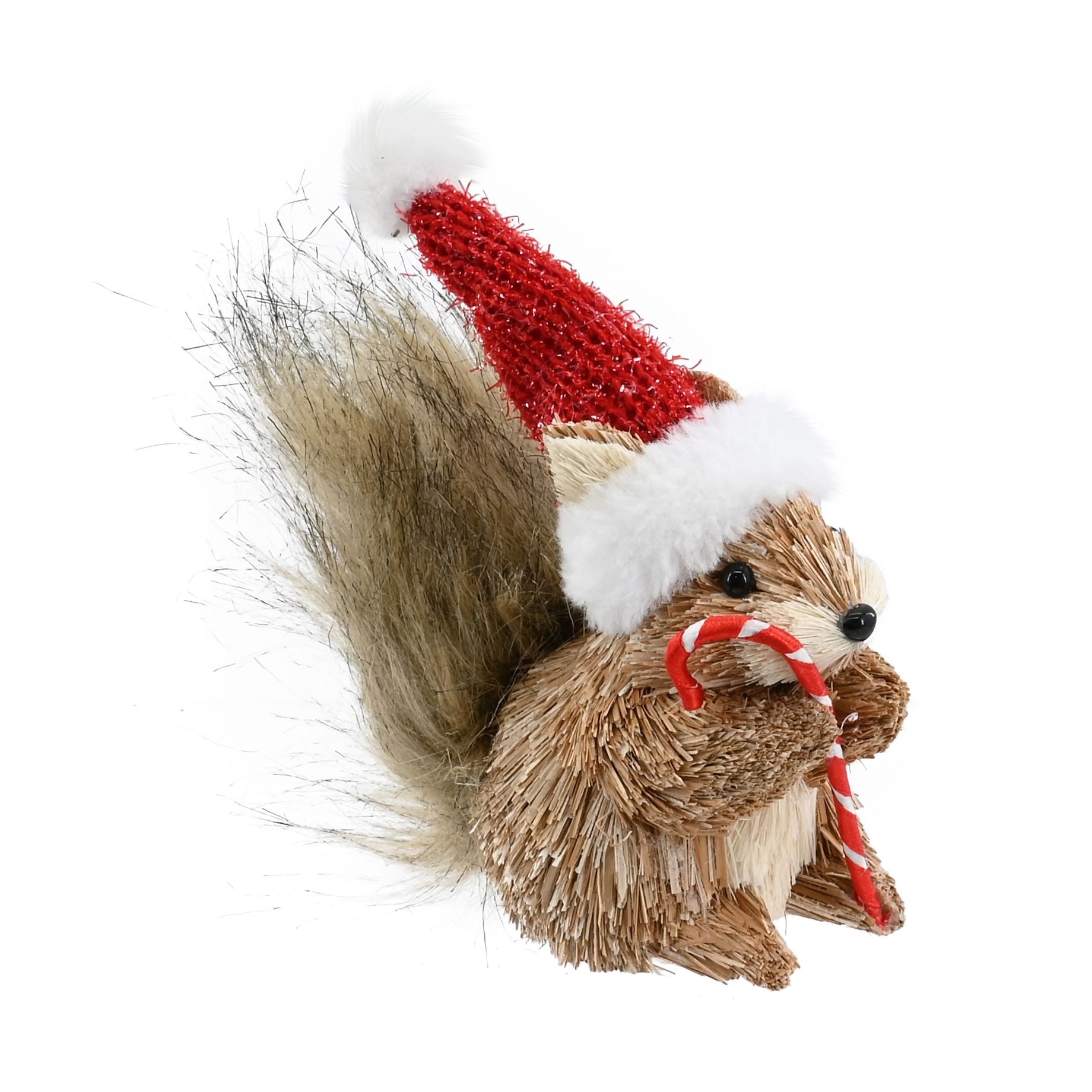 Sisal Mini Squirrel w/Candy Cane