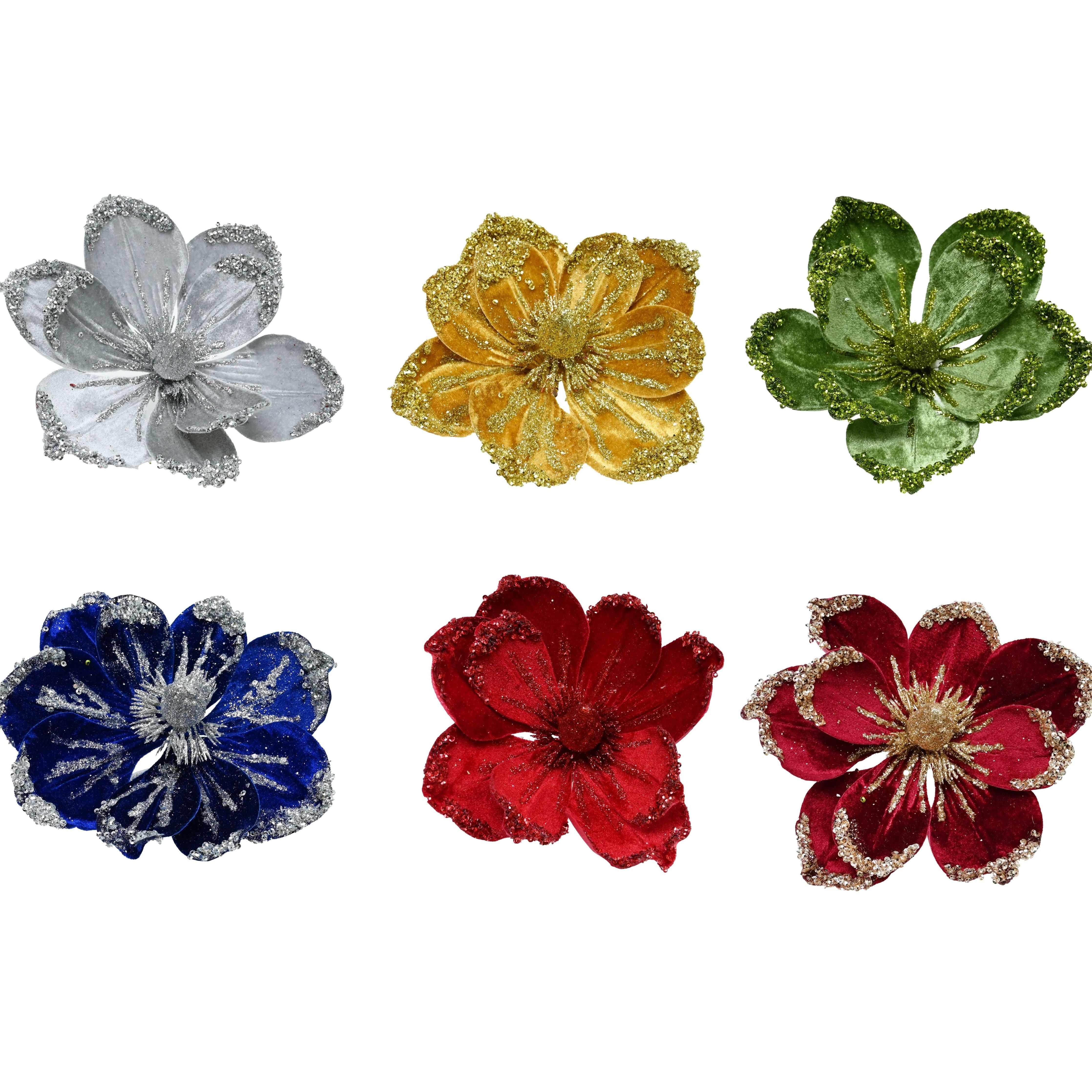 Christmas Magnolia Clip - Glitter