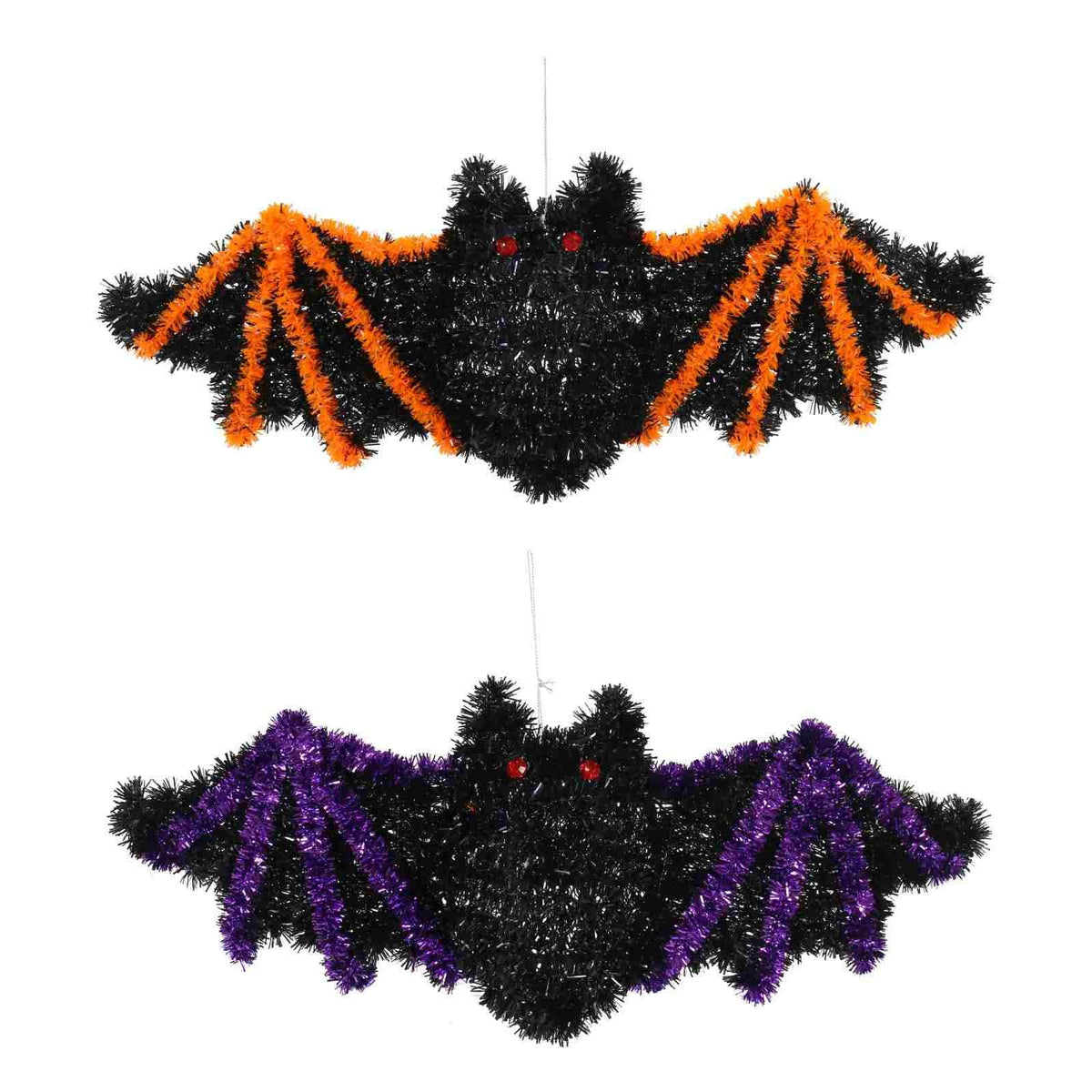 Hanging Tinsel Bat Decoration - Assorted 46cm