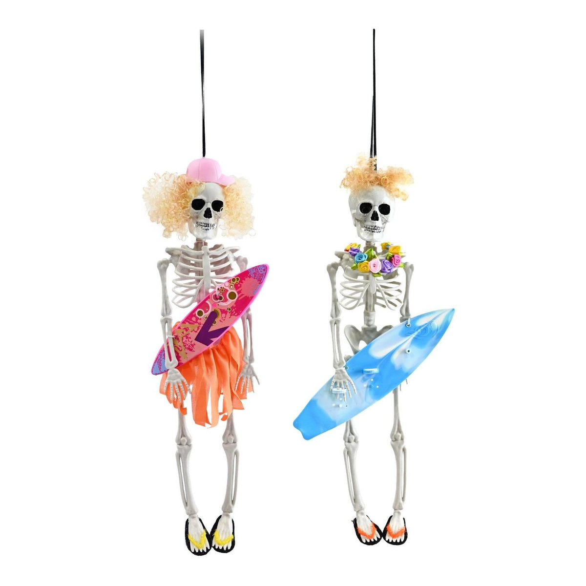Hanging Skeleton Surfer Decoration - Assorted 40cm