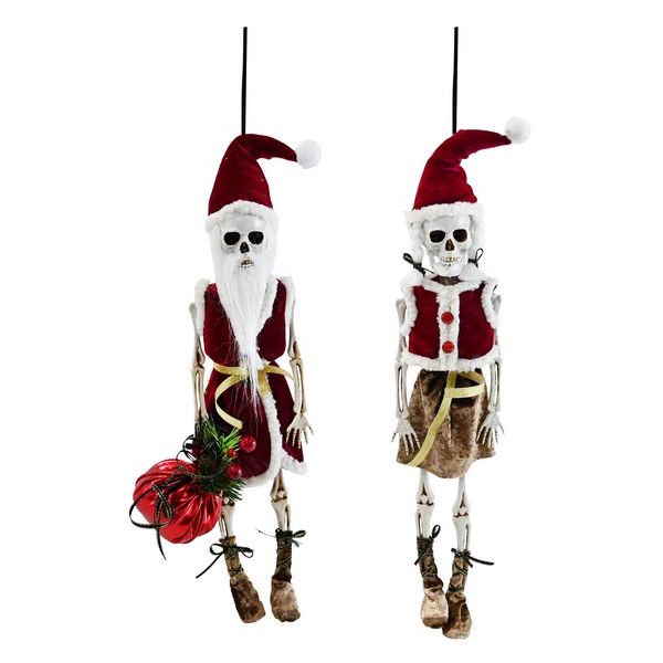 Hanging Skeleton Santa Decoration - Assorted 50cm