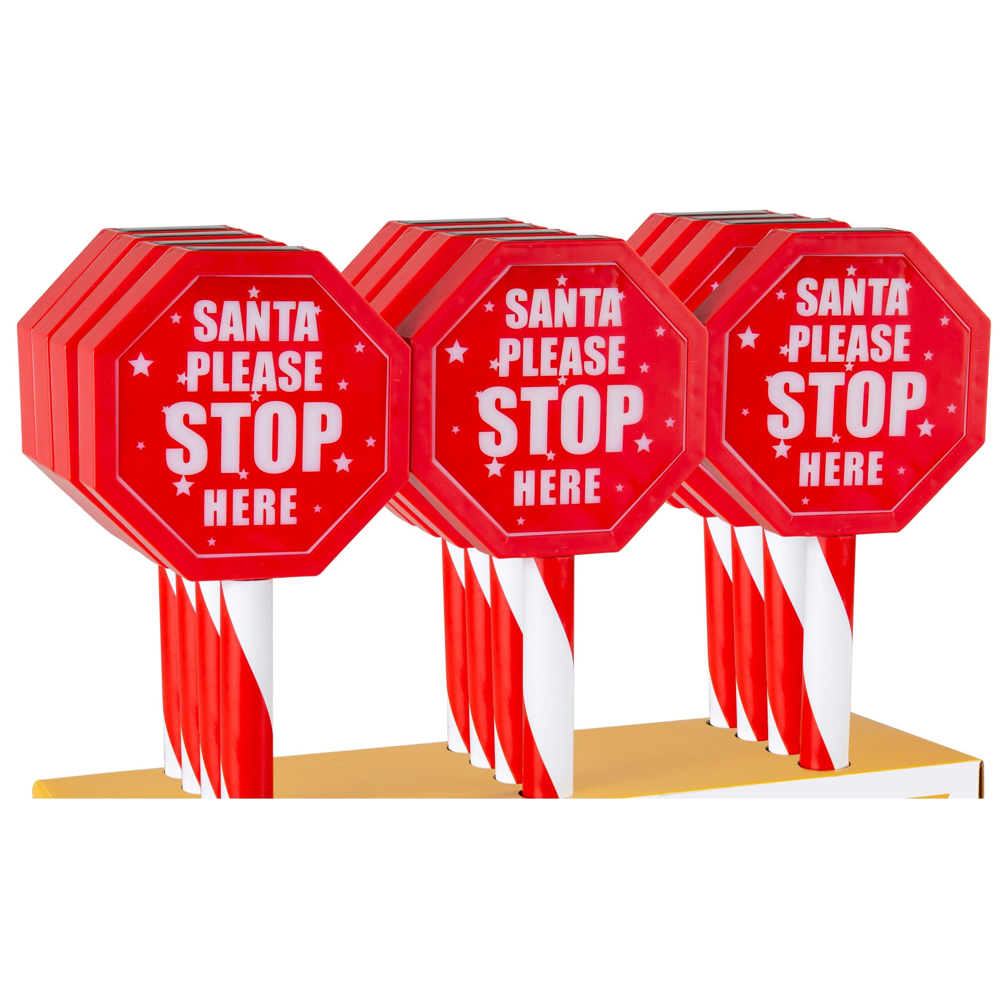 Christmas - Solar Santa Stop Sign Stake - Dollars and Sense