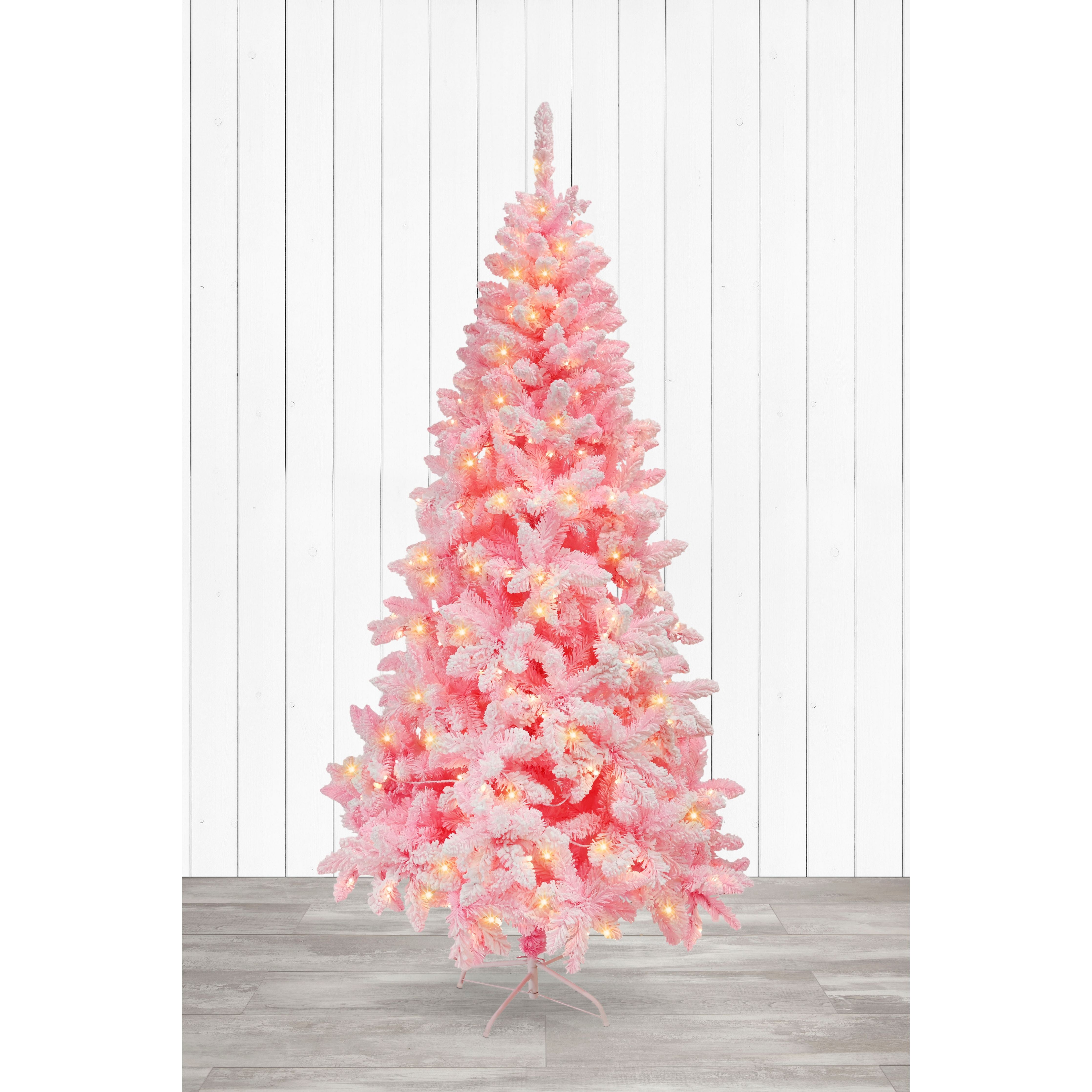 Flocked Pink Tree 210cm Pre-Lit - Dollars and Sense