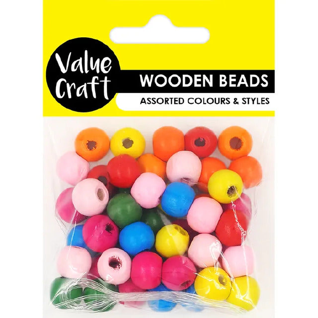 Beads Wooden Round - Fluro - Dollars and Sense