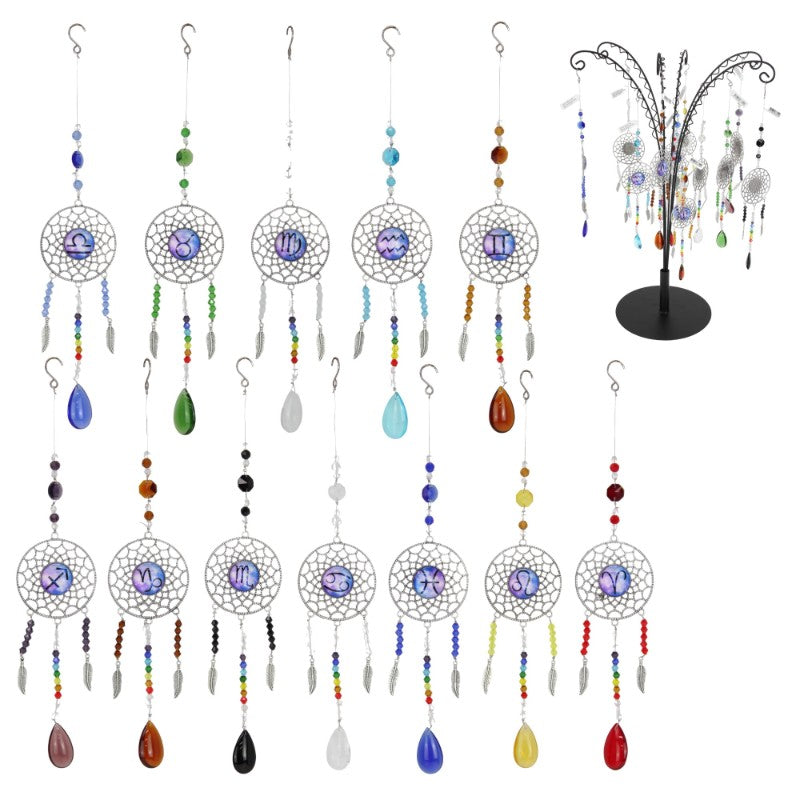 Zodiac Suncatcher w/Coloured Beads 12 As SKU ZODSUNC - Dollars and Sense