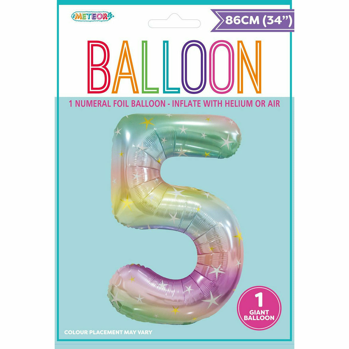 Foil Balloon Number 5 - Pastel Rainbow - Dollars and Sense