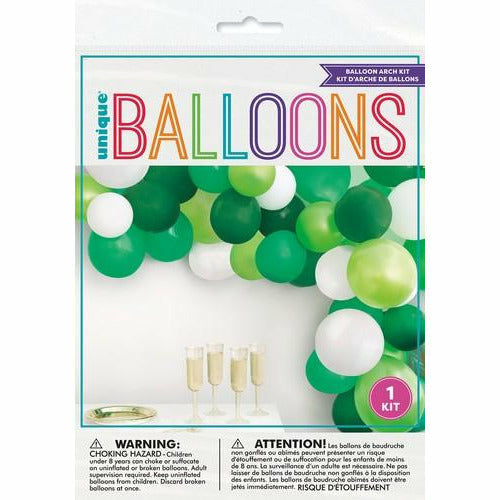 Green & White - Latex Helium Balloon Arch Kit - Dollars and Sense