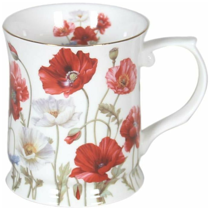 Poppies On White Mug - Dollars and Sense