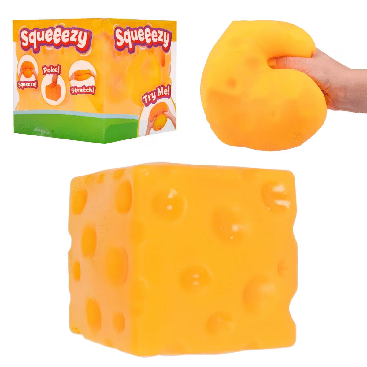 Cheese Squish Square Squishy Toy 7cm from Dollars and Sense