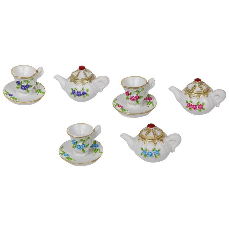 Miniature Teacup, Saucer & Teapot Set - Assorted at Dollars and Sense