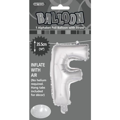Alphabet F Foil Balloon - Silver - Dollars and Sense