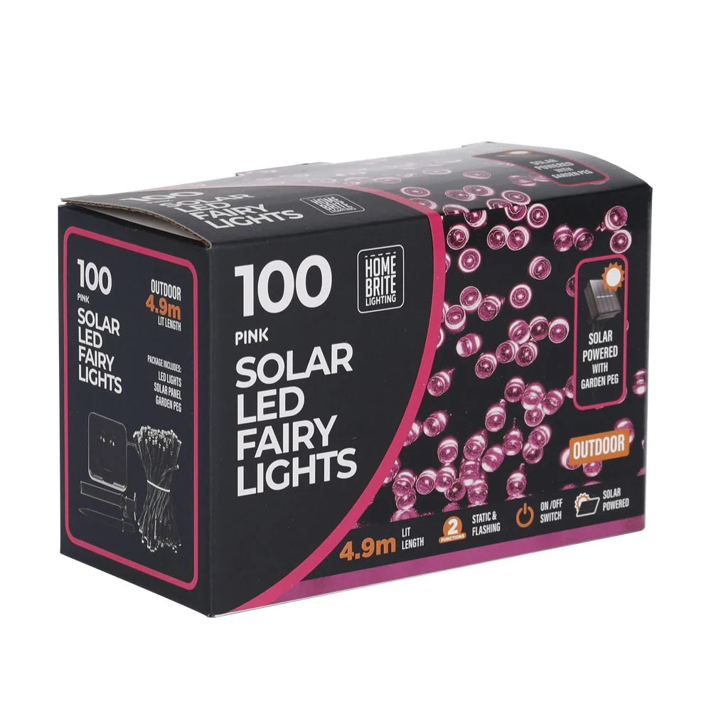 Solar String Lights 100 LED Pink outdoor solar LED lights