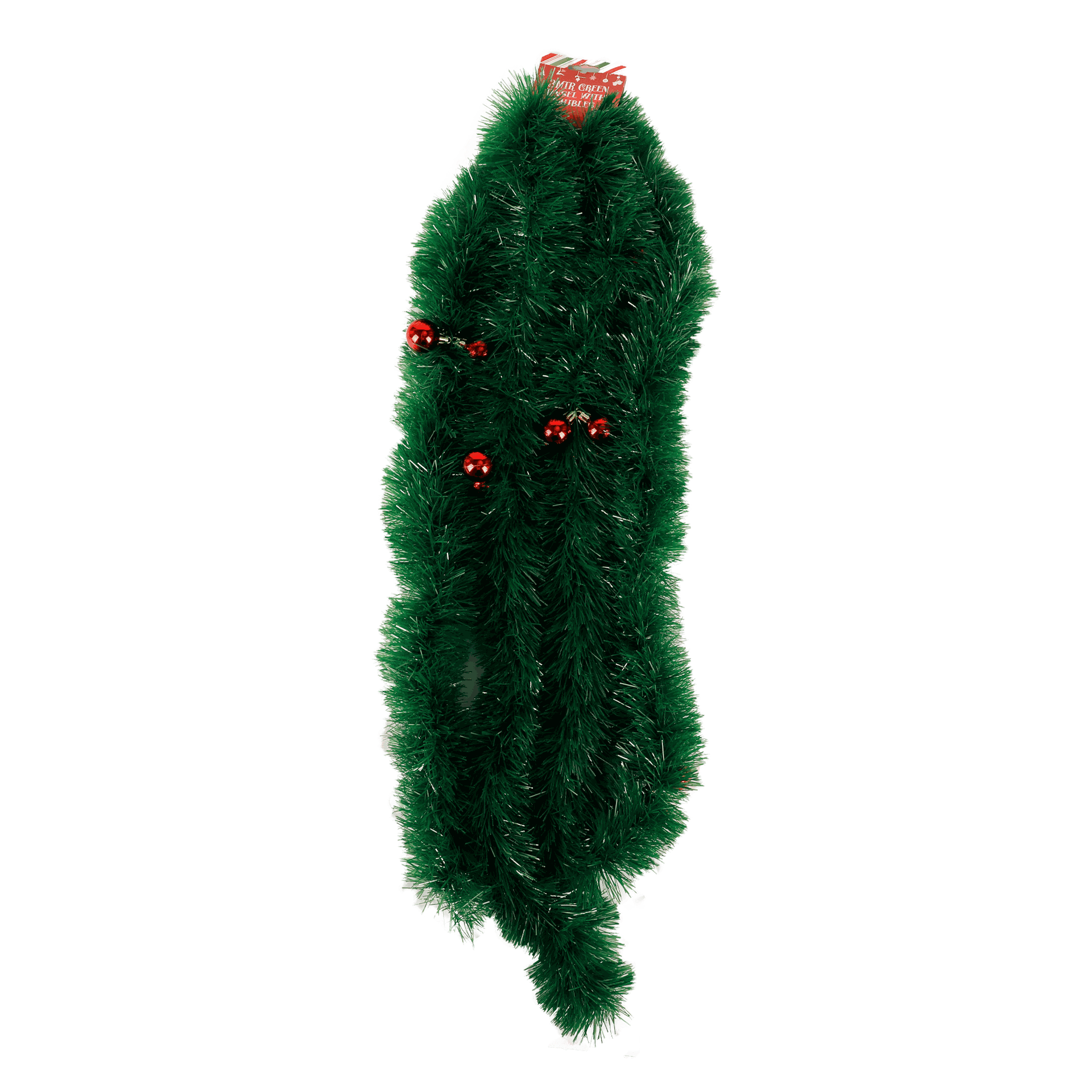 Christmas Tinsel with Baubles - Light or Dark Green - Dollars and Sense