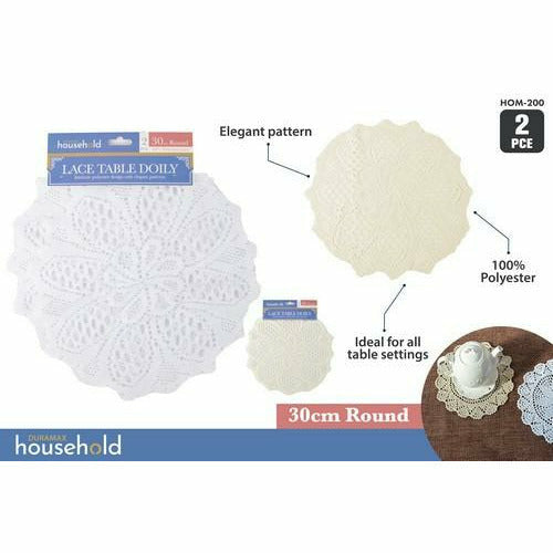Lace Table Doilies Round White - Dollars and Sense