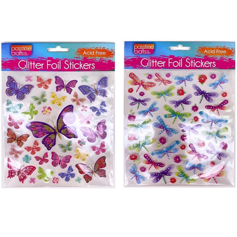 Glitter Foil Stickers - Butterfly or Dragonfly - Dollars and Sense