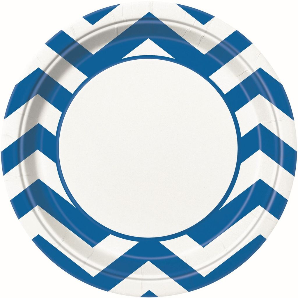Chevron Paper Dinner Plates - Royal Blue - Dollars and Sense