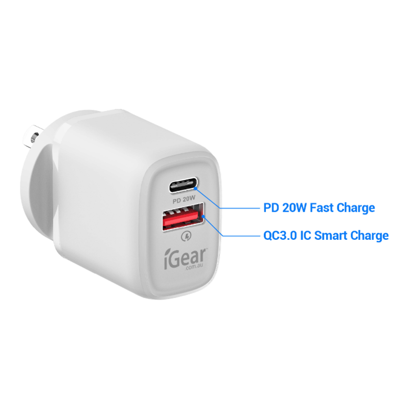 Igear Wall Charger - USB A & C - Dollars and Sense