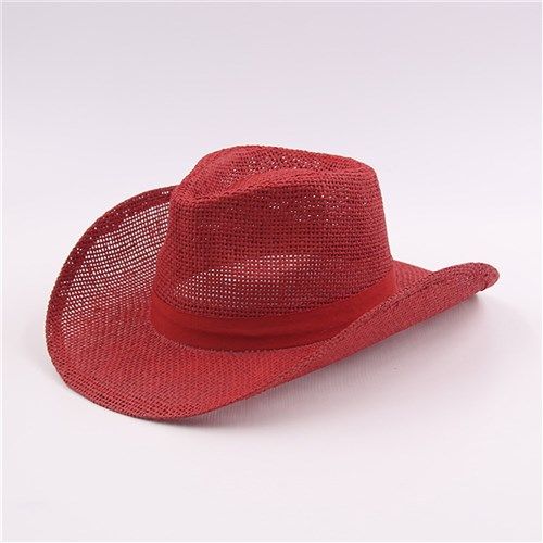 Burlap Cowboy Hat - Red - Dollars and Sense