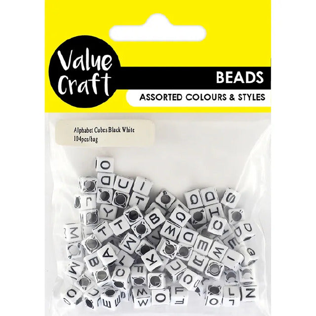 Beads Alphabet Cubes - Black & White - Dollars and Sense