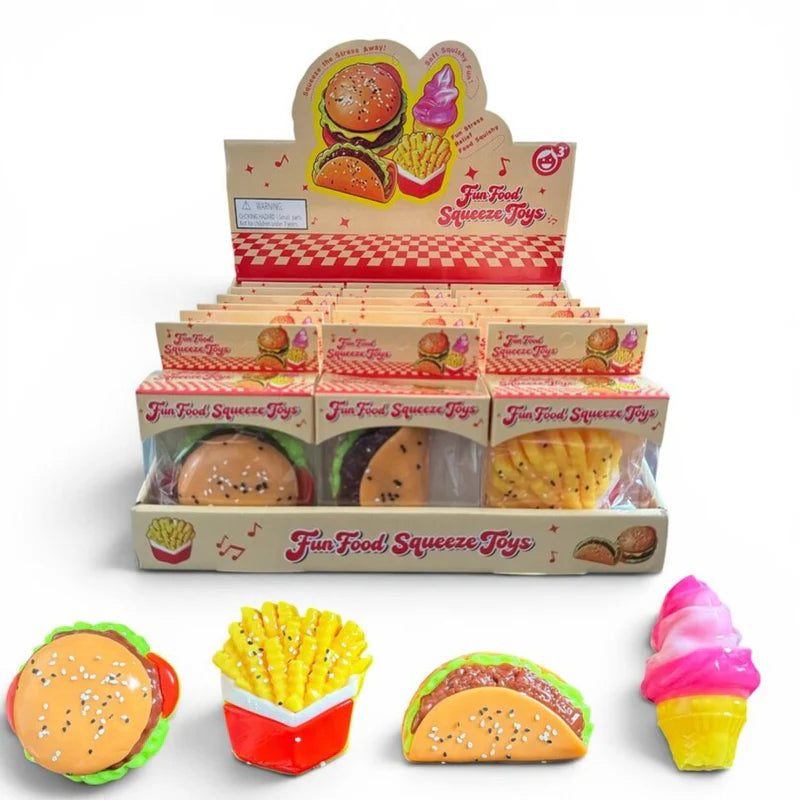 Burger, Fries, Tacos, Ice Cream Squishy Toy 8.5cm from Dollars and Sense