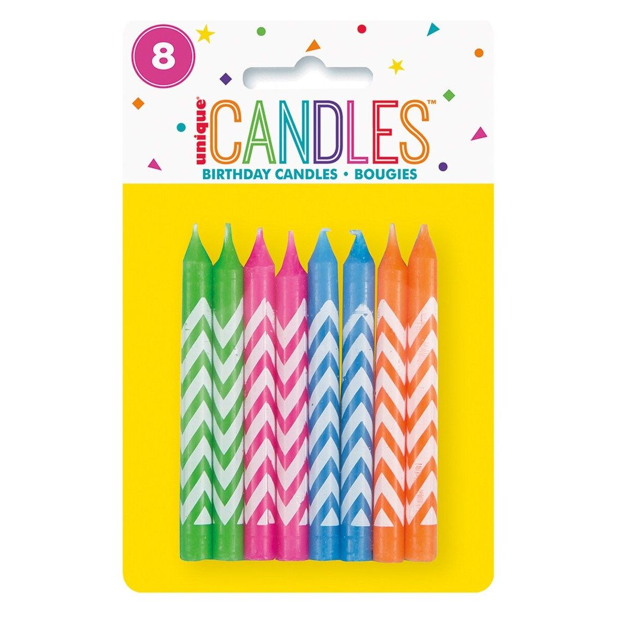 Chevron Birthday Candles - Assorted Colours - Dollars and Sense