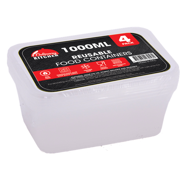 Reusable Food Containers - Rectangle 1000ml - Dollars and Sense