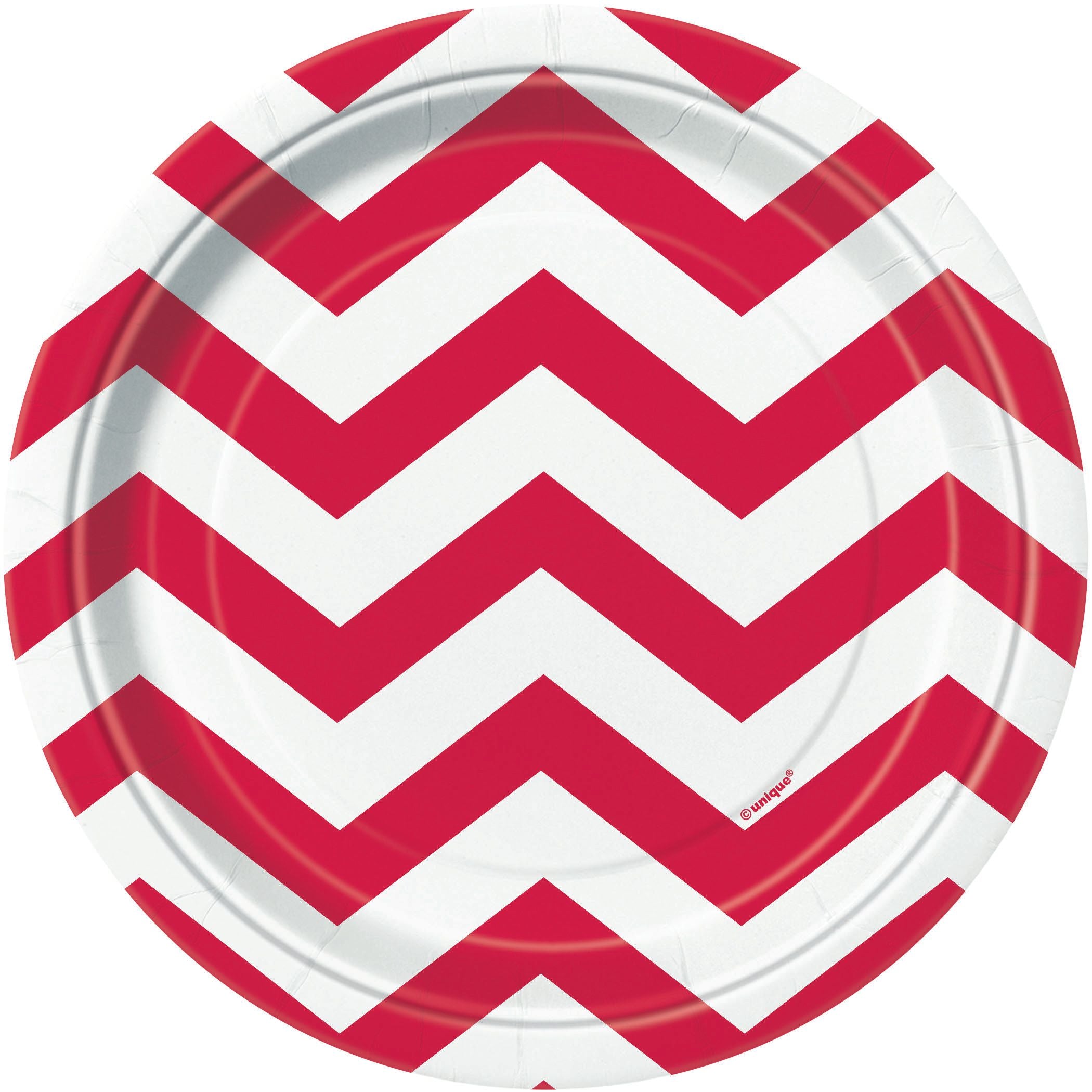 Chevron Paper Plates - Ruby Red - Dollars and Sense