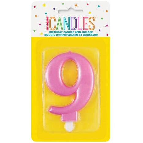 Numeral Candle 9 Metallic Pink Default Title