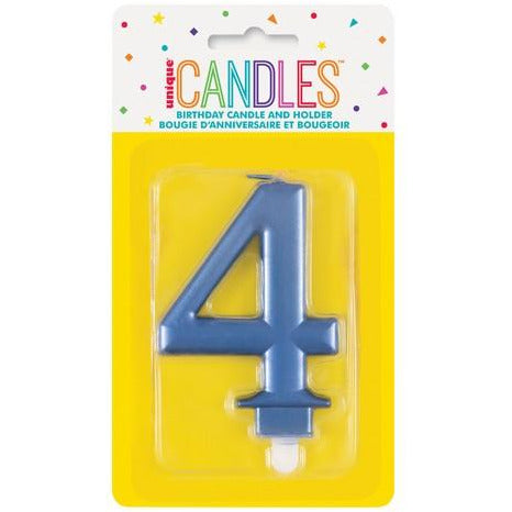 Numeral Candle 4 Metallic Blue Default Title
