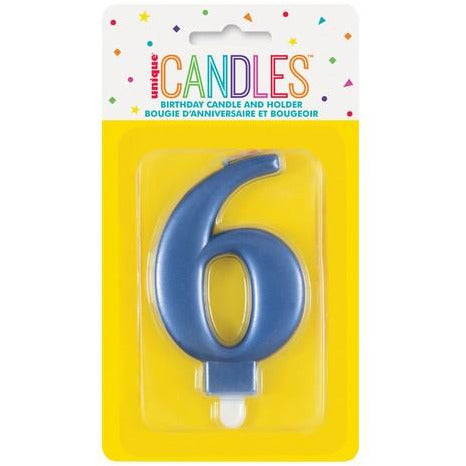 Numeral Candle 6 Metallic Blue Default Title