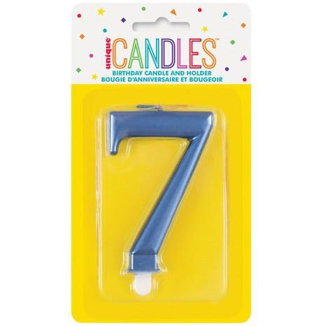 Numeral Candle 7 Metallic Blue Default Title