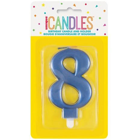 Numeral Candle 8 Metallic Blue Default Title