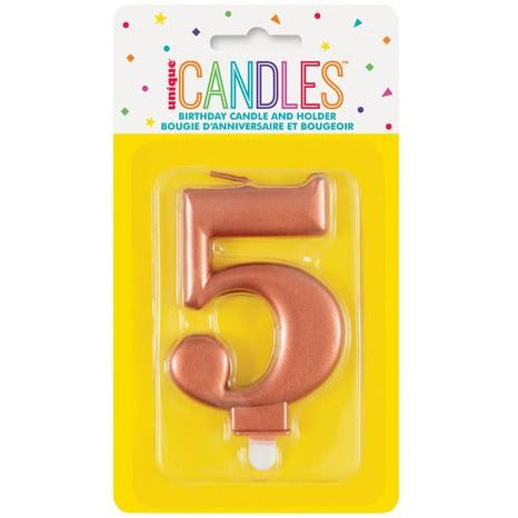 Numeral Candle 5 Metallic Rose Gold Default Title