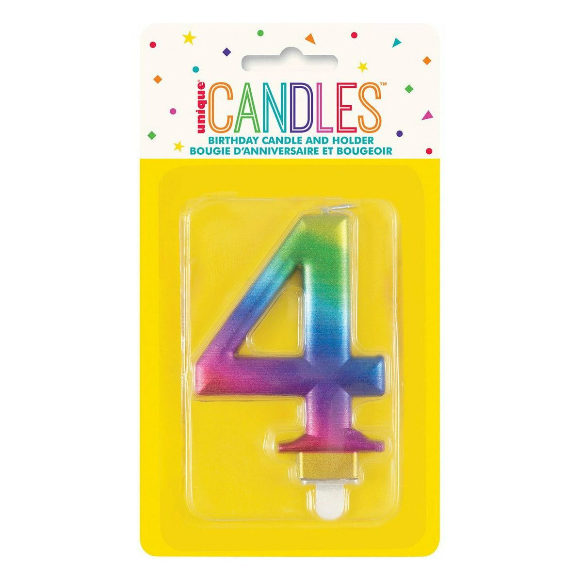 Number 4 Metallic Rainbow Birthday Candle - Dollars and Sense