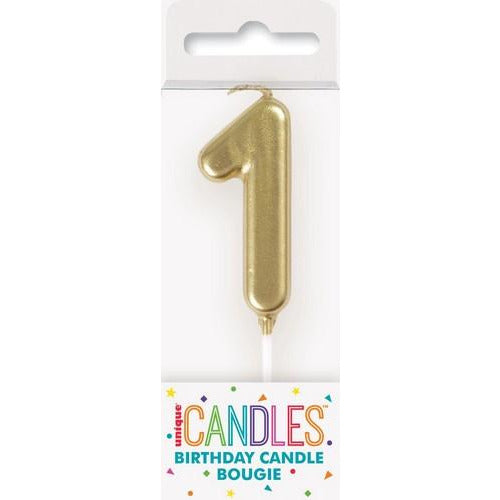 Number 1 Mini Gold Pick Birthday Candle - Dollars and Sense