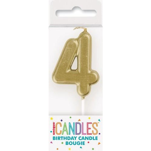 Number 4 Mini Gold Pick Birthday Candle - Dollars and Sense