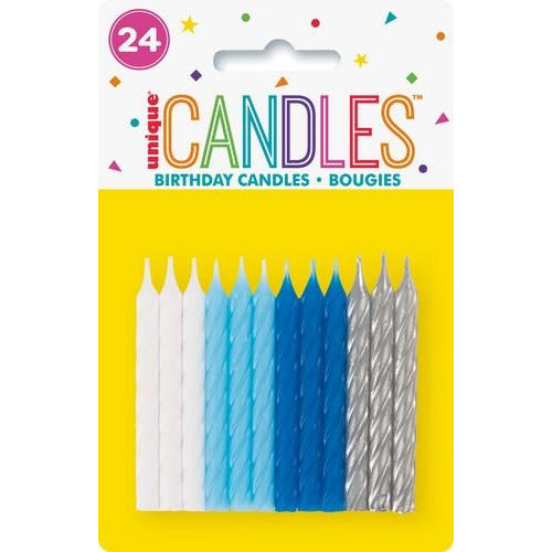 24 Sprial Candles Blue Assorted Colours Default Title