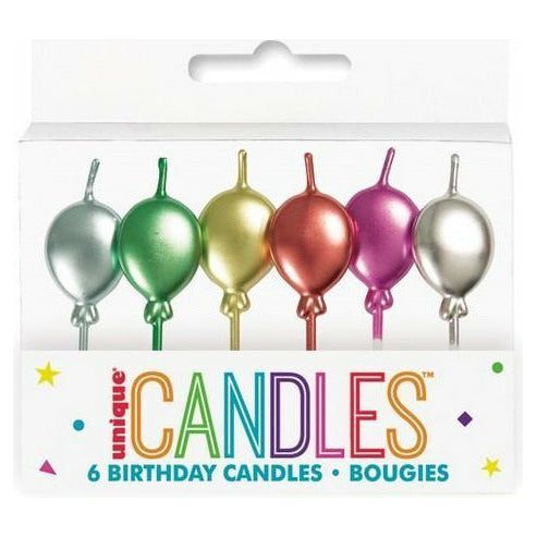 6 Metallic Balloon Pick Candles - Dollars and Sense