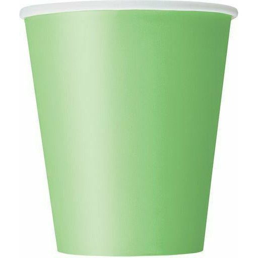 Lime Green Paper Cups 270ml 8Pk - Dollars and Sense
