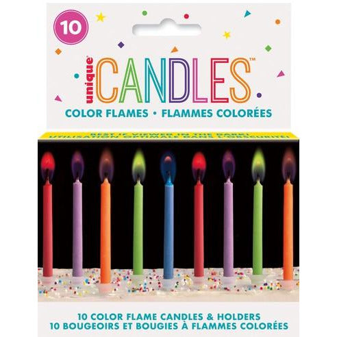 10 Colour Flame Candles With Holders Default Title