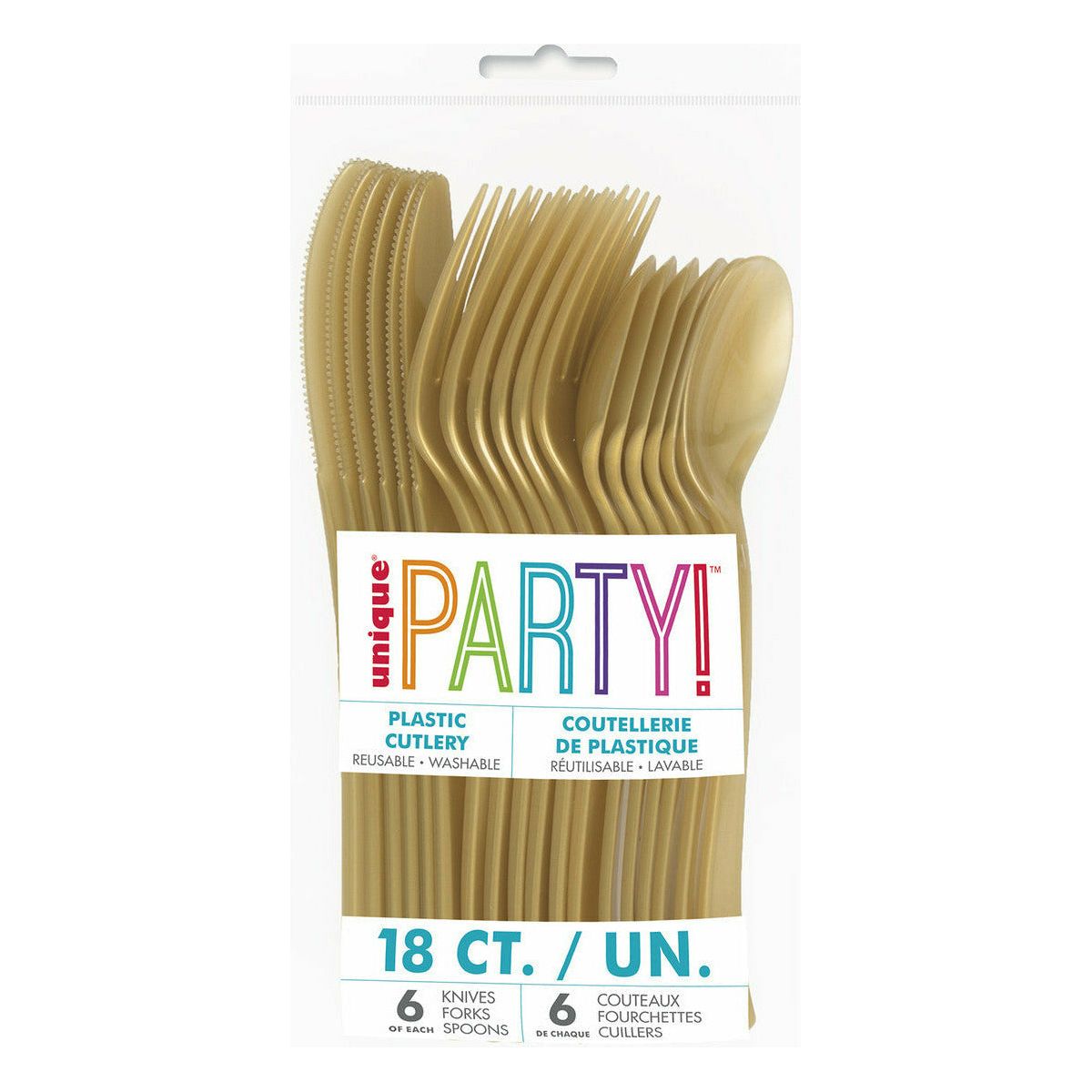 Gold Assorted Reusable Cutlery - 18 Pack 1 Piece - Dollars and Sense