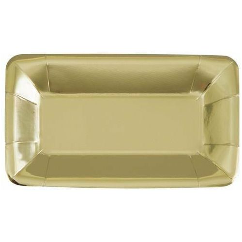 Gold Foil 8 x 23 x 13cm Rectangle Appetizer Paper Plates