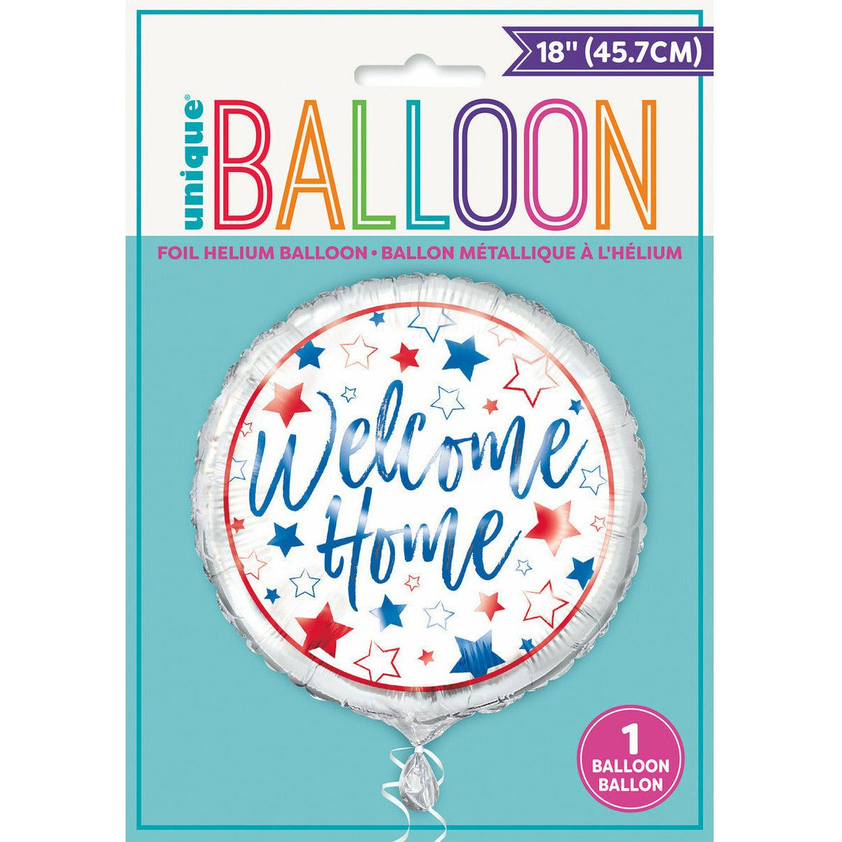Red White Blue Welcome Home Foil Balloon Packaged - 45cm 1 Piece - Dollars and Sense