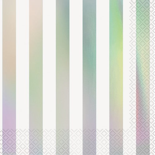 Foil Stamped Stripes Iridescent 16 Luncheon Napkins 2ply 33cm x 33cm (13 x 13) Default Title