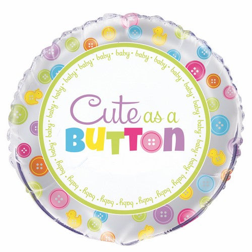Cute As A Button 45cm (18) Foil Balloon Packaged