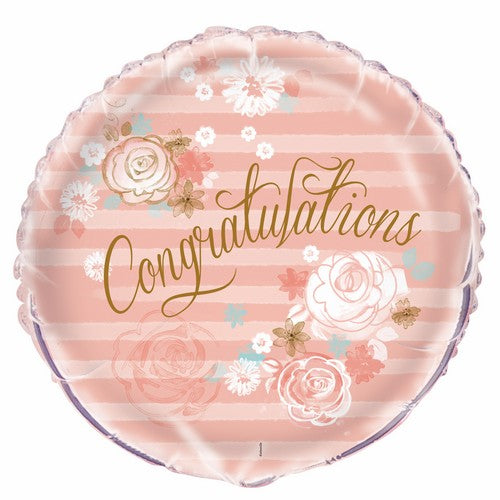 Floral Congratulations 45cm (18) Foil Balloon Packaged