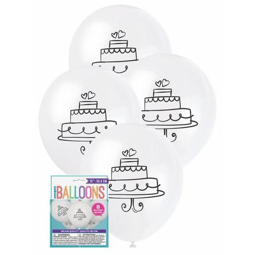 Wedding Cake 8 x 30cm (12) Balloons - White