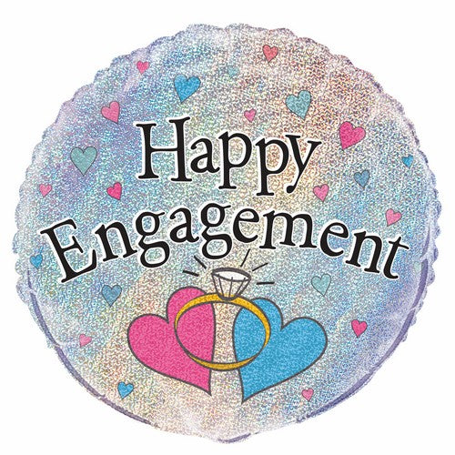 Happy Engagement 45cm (18) Foil Prismatic Balloons Packaged