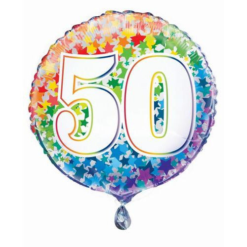 Rainbow Stars 50 45cm (18) Foil Balloon Packaged