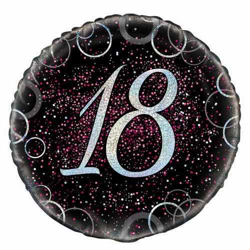 Glitz Pink 18th Birthday 45cm (18) Foil Balloon Packaged